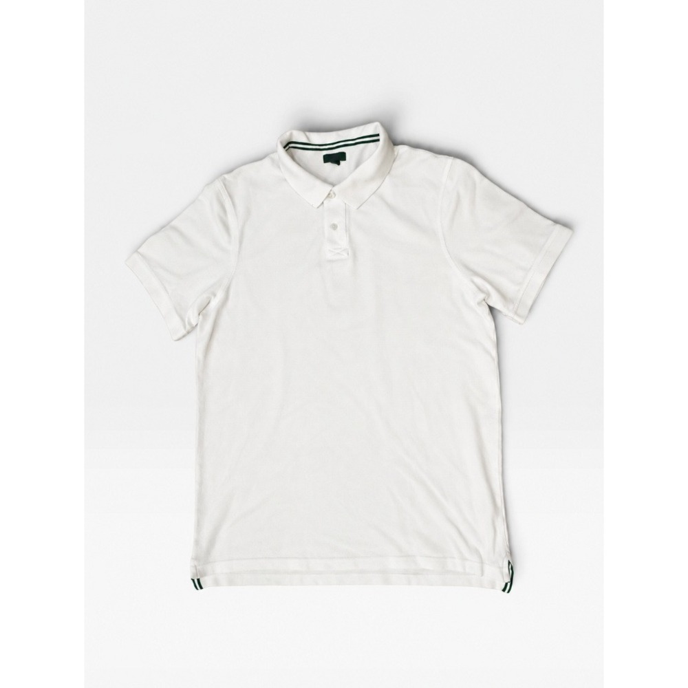 J.Crew Men's Polo Shirt XLT White Short Sleeve Pique Cotton Tall G